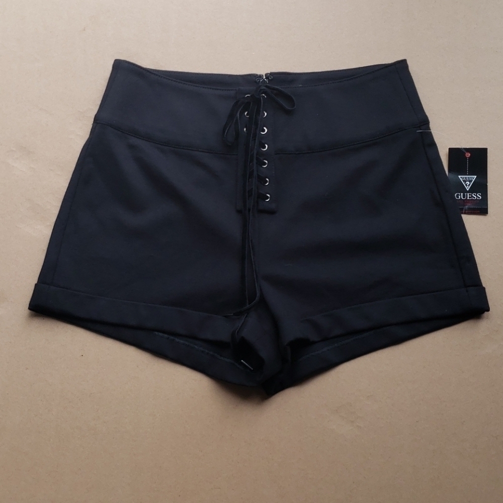 NEW GUESS Sapphire High Waist Lace-Up Shorts SZ S